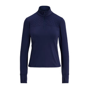 Oem Service <b>Women's</b> Premium Cotton Sweatshirt Stand Collar <b>Quarter</b>-<b>Zip</b> Eyelet-Panel Decoration Front Stretchy Autumn Summer - Product Image 1