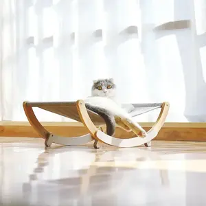 Cama para Mascotas de Mimbre en Tamaño Pequeño y XL con Diseño de Silla Mecedora de Lana Extraíble para Gatos, Patrón Animal Sólido, Embalaje en Caja - Product Image 5