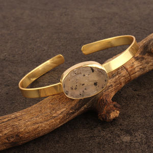 Bracelet en Quartz naturel fait à la main, plaqué or, manchette ouverte, Bracelet, fournisseur de bijoux de mode, nouvel arrivage - Product Image 3