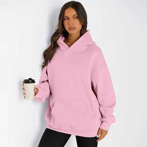 Sudaderas con capucha de mujer de gran tamaño de manga larga cómoda Casual Drop-Shoulder Pullover sudaderas trajes de otoño sudaderas con capucha transpirables para mujer - Product Image 4