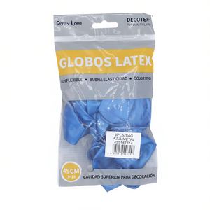 Palloncini in Lattice Decotex 45Cm Blu Metallizzato Confezione da 6 Pezzi per Decorazioni Festa - Product Image 2