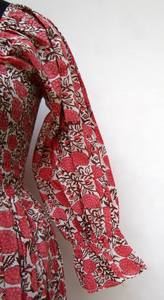 Élégant Vintage Floral Sari Robe Au Genou Filles À La Mode Doux 100% Coton Vente Chaude Bouton Décoration Plage Naturelle - Product Image 2