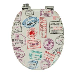 Confezione da viaggio fantasia 1 copriwater bianco MDF sedile universale con chiusura rallentata - Product Image 1