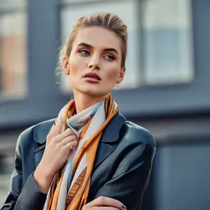 Poncho écharpe châle personnalisé fait à la main de marque de luxe pour femmes impression en soie automne hiver pour femmes d'Inde