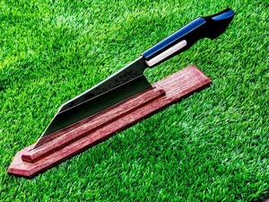 Couteau de chef en acier carbone fait à la main, magnifiquement conçu, manche en bois facile à saisir, étui en cuir, couteaux de survie. - Product Image 6