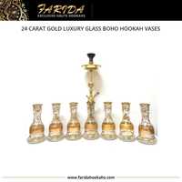 Nouveauté 2025 – Meilleure Qualité – Vase à Chicha Bohème en Verre Laqué Luxe Or Égyptien 24 Carats – Chicha Farida 30cm – Design Unique et Miniature