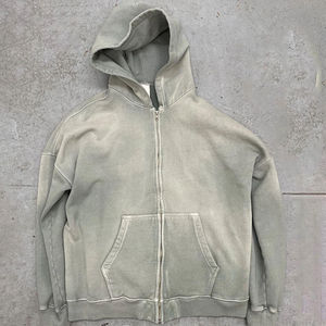 Sweat à capuche pour homme vintage délavé avec logo personnalisé brodé Streetwear en coton épais lavé à l'acide avec col à capuche - Product Image 5