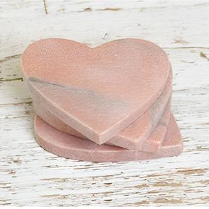 Sous-verres en marbre à double ombre fabriqués à la main en forme de coeur Table de cuisine sous-verres en pierre ensemble parfait cadeau de maison pour les êtres chers - Product Image 3