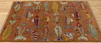 Tapis en laine noué abstrait orange de qualité supérieure, tissé à la main, écologique, pour la maison, la chambre et le salon