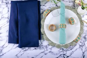 Elegantes servilleteros para bodas, fiestas, diseño exclusivo de bastón de plástico tejido, agrega elegancia a su mesa de comedor, papel de madera hecho - Product Image 4