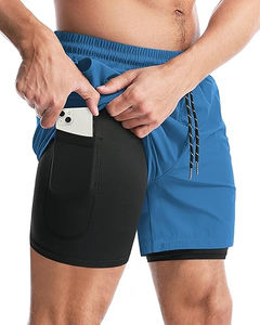Pantalones cortos de gimnasio OEM para hombre, cintura elástica, cómodos, informales, con patrón sólido, pantalones cortos de entrenamiento, transpirables, teñidos lisos, para pantalones cortos personalizados para hombre - Product Image 1