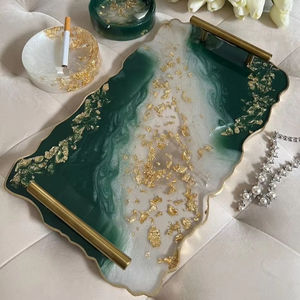 Plateau ange en résine polie imperméable fait à la main, plateau de service sur mesure pour la maison, la cuisine et les accessoires de table - Product Image 1