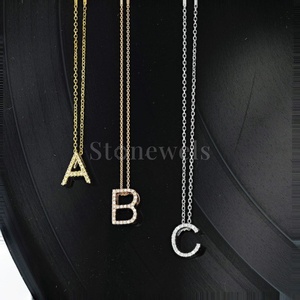Alfabeto personalizado oro/plata tachonado joyería fina colgantes y dijes circón/moissanita/laboratorio cultivado/diamante Natural - Product Image 1