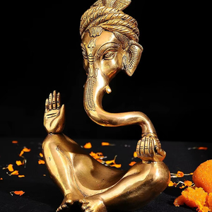 Sculpture de Ganesh en laiton de qualité supérieure, figurine artisanale pour le salon, le temple, le bureau, décoration de table, œuvre d'art décorative - Product Image 1