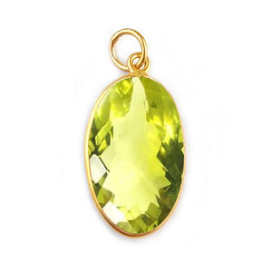 Pendentif ovale en quartz citron, taille 20x14mm, serti clos, pierre précieuse à facettes, en argent sterling 925 plaqué or vermeil, pour collier - Product Image 1