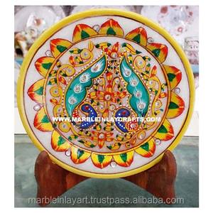 Beautiful Handmade Gold <b>Painted</b> Marble Plate - Product Image 1