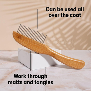 Peigne de toilettage en acier inoxydable avec logo personnalisé pour démêler facilement les poils d'animaux - Product Image 4