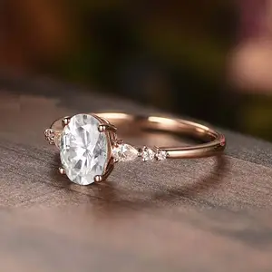 印度制造手工精美光环饰品天然1CT硅石戒指实心925纯银纸牌优雅金戒指