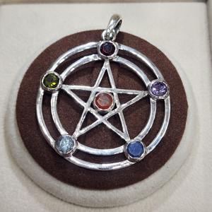 925 Sterling Silver AA Quality Handmade Vintage Star Shape Pendentif Multi Gemstone Bezel Setting Pièce de créateur unique pour la fête - Product Image 5