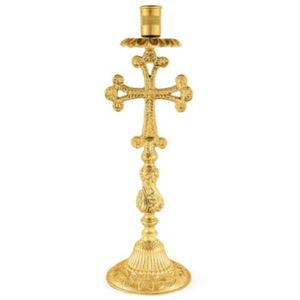 Bougeoir en laiton fini or pour la décoration intérieure Bougeoir d'église en laiton au design classique - Product Image 1