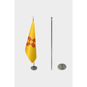 Drapeau d'intérieur officiel du Nouveau-Mexique, personnalisé, 3x5 pieds, en polyester et soie, avec logo personnalisé, impression numérique, mât de drapeau en aluminium et fibre de verre - Product Image 2
