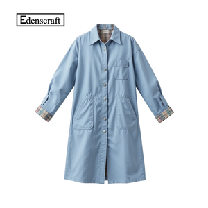 Couleur personnalisée pour femmes Standard printemps automne écologique teint confortable tous les jours col montant bouton avant rabat manteau - Product Image 6