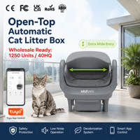 Litière pour chat intelligente à dessus ouvert, autonettoyante, vente en gros, MOQ personnalisé