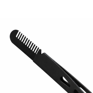 Pinzas para Cejas Negras con Peine, Acero Inoxidable, Punta Inclinada, Depilación de Precisión, Antideslizantes, Herramienta 2 en 1 para Cejas - Product Image 2