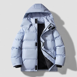 Veste matelassée décontractée de couleur unie avec col montant, vêtements d'extérieur chauds pour hommes - Product Image 2
