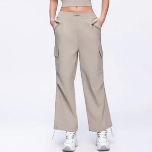 กางเกงกีฬาขากว้างของผู้หญิงกางเกงโยคะเอวสูงแห้งเร็วกางเกงกีฬาวิ่งสำหรับเล่นฟิตเนสเล่นกีฬากลางแจ้ง - Product Image 4