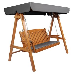 Alfordson Canopy Swing Chair 3 Seater Garden Wooden Teak For Outdoor - Product Image 2