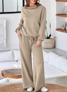 Ensemble de survêtement pour femme, sweat-shirt et pantalon de jogging en coton 100%, respirant, séchage rapide, décontracté, sport - Product Image 2