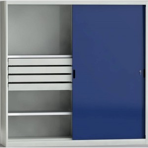 Armadio a Porte Scorrevoli 2000x2000x525mm 2 Scomparti (4 Cassetti, 7 Ripiani) - Product Image 1