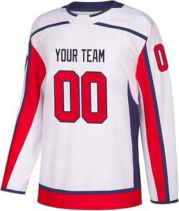 Logotipo bordado de alta calidad, camisetas de hockey sobre hielo de equipo personalizado, camiseta de hockey sobre hielo sublimada de poliéster 100% - Product Image 2