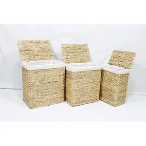 Cesta de armazenamento natural de jacinto de água multifuncional feita especialmente para uso doméstico, cestas e cestos para uso doméstico