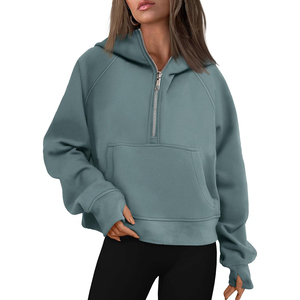 Vêtements de rue automne nouveau Style Couple à la mode décontracté coupe ample demi-fermeture éclair pull à capuche pour les femmes - Product Image 1