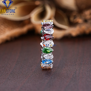 Anillo de eternidad de oro blanco con diamante cortado en PerA TDW 3,74 de Lab-Stone / Dainty Heartshine Ring/Color DE LA EF-VS - Product Image 5