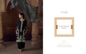 Costume gracieux Chinon Salwar présentant un travail de séquence de broderie détaillée entièrement cousu taille libre parfait pour une tenue de fête - Product Image 5