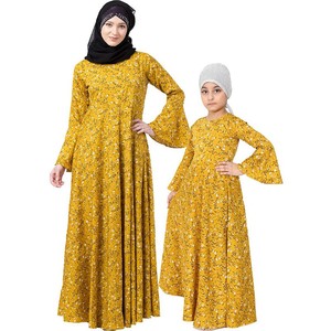 Conjuntos de Abaya a juego para madre e hija, el mejor precio al por mayor, impresionante estilo familiar, en relieve, Digital, personalizable, servicio OEM todo - Product Image 2