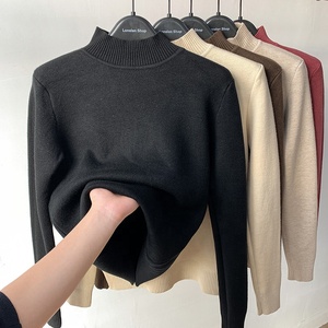 Pull en cachemire en gros pour femmes, pull d'<span class=keywords><strong>hiver</strong></span> épais à col roulé mi-haut avec bas en vison, <span class=keywords><strong>sous</strong></span>-vêtements <span class=keywords><strong>chauds</strong></span> - Product Image 4