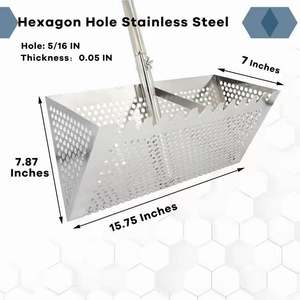 Rastrillo para ácaros <span class=keywords><strong>de</strong></span> <span class=keywords><strong>arena</strong></span>, rastrillo para ácaros <span class=keywords><strong>de</strong></span> <span class=keywords><strong>arena</strong></span> para <span class=keywords><strong>la</strong></span> playa, cesta trapezoidal <span class=keywords><strong>de</strong></span> 11.2'' <span class=keywords><strong>de</strong></span> ancho con 2 varillas <span class=keywords><strong>de</strong></span> soporte y dientes afilados, 36.2'' <span class=keywords><strong>de</strong></span> largo - Product Image 3