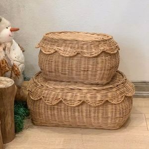 Panier rond en rotin pour le rangement de la salle de bain et la décoration intérieure Boho Fabriqué à la main au Vietnam par des artisans locaux - Product Image 4