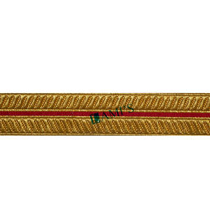 Usine Or Métallique Français Tresse avec Bande Rouge Tissu Personnalisé Galons Rangs Fil Métallique Bullion Tresse - Product Image 1