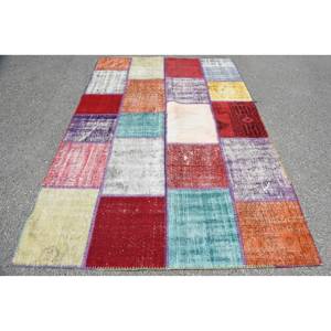 Alfombra turca Vintage moderna, diseño de retazos rojos, área grande, Material de lana de 33x79 pies, látex de 10mm de espesor para pasillo y dormitorio - Product Image 1