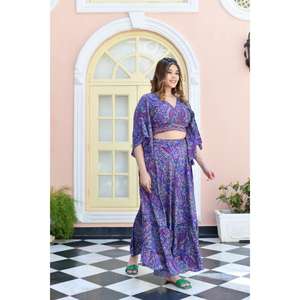 Women Printed Floor-Length Natural Waist Washable Two Piece Co Ord <b>Set</b> Boho <b>Crop</b> <b>Top</b> Maxi <b>Skirt</b> <b>Set</b> Ethnic Summer Party Wear - Product Image 2