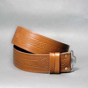 Ceinture de kilt écossais en cuir de vachette ethnique à motif géométrique avec boucle ardillon, durable, style décontracté, moulage monobloc - Product Image 3