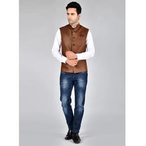 เสื้อกั๊กผู้ชายสั่งตัดคุณภาพพรีเมียม สีน้ำตาลกาแฟ สำหรับงานแต่งงาน งานเลี้ยง ชุดทำงาน และตลาดส่งออก มีจำหน่ายในราคาพิเศษ - Product Image 1