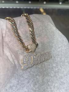 Pendentif pour homme unique en argent sterling 925 Moissanite avec diamant et nom personnalisé Pendentifs et breloques unisexe de style Hip Hop - Product Image 2