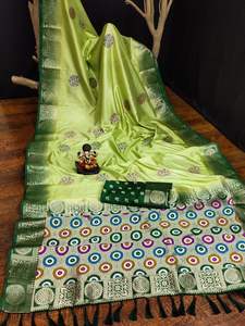 Dola Silk Saree อินเดียอินเดียอินเดียคอลเลกชั่นออกแบบ butta ทอขอบคมชัด - Product Image 2