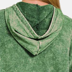 Nueva moda personalizada ácido Zip up Hoodie para mujer sólido Vintage Look Oversized poliéster algodón Casual invierno ecológico - Product Image 5